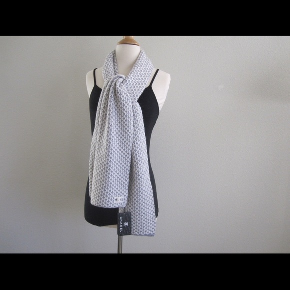 Chanel Mens Womens Cashmere Logo Embroidered Shawl - Picture 5 of 8